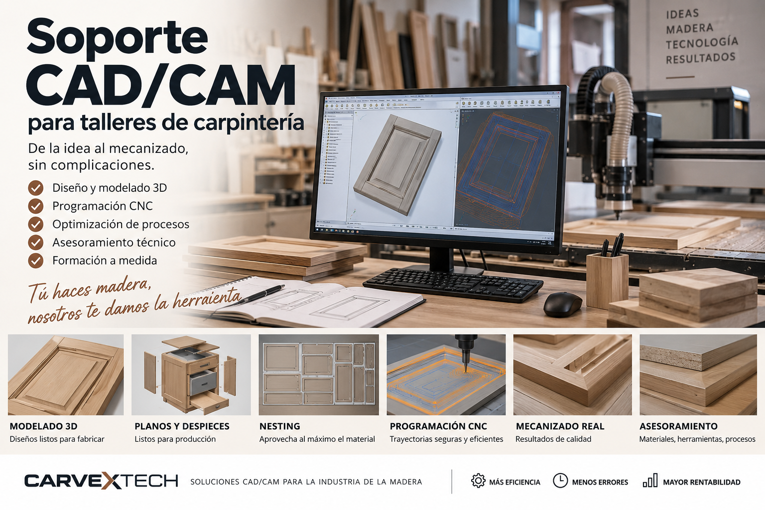 Soporte CAD/CAM para talleres de carpintería