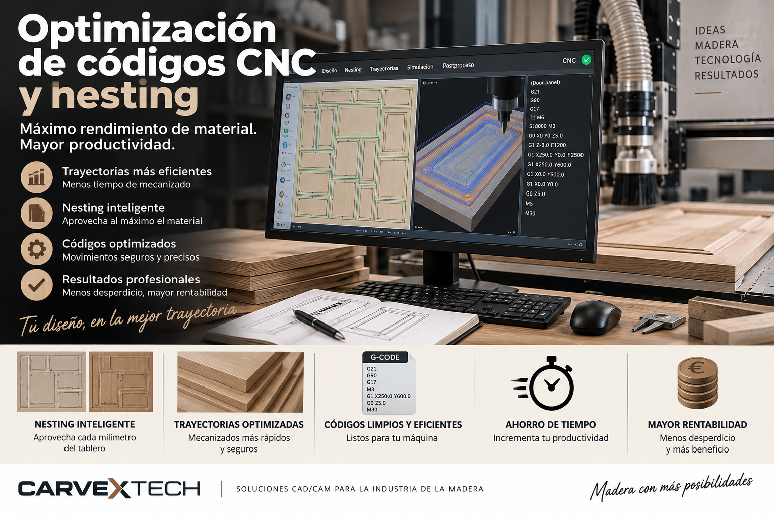 Optimización de códigos CNC y nesting