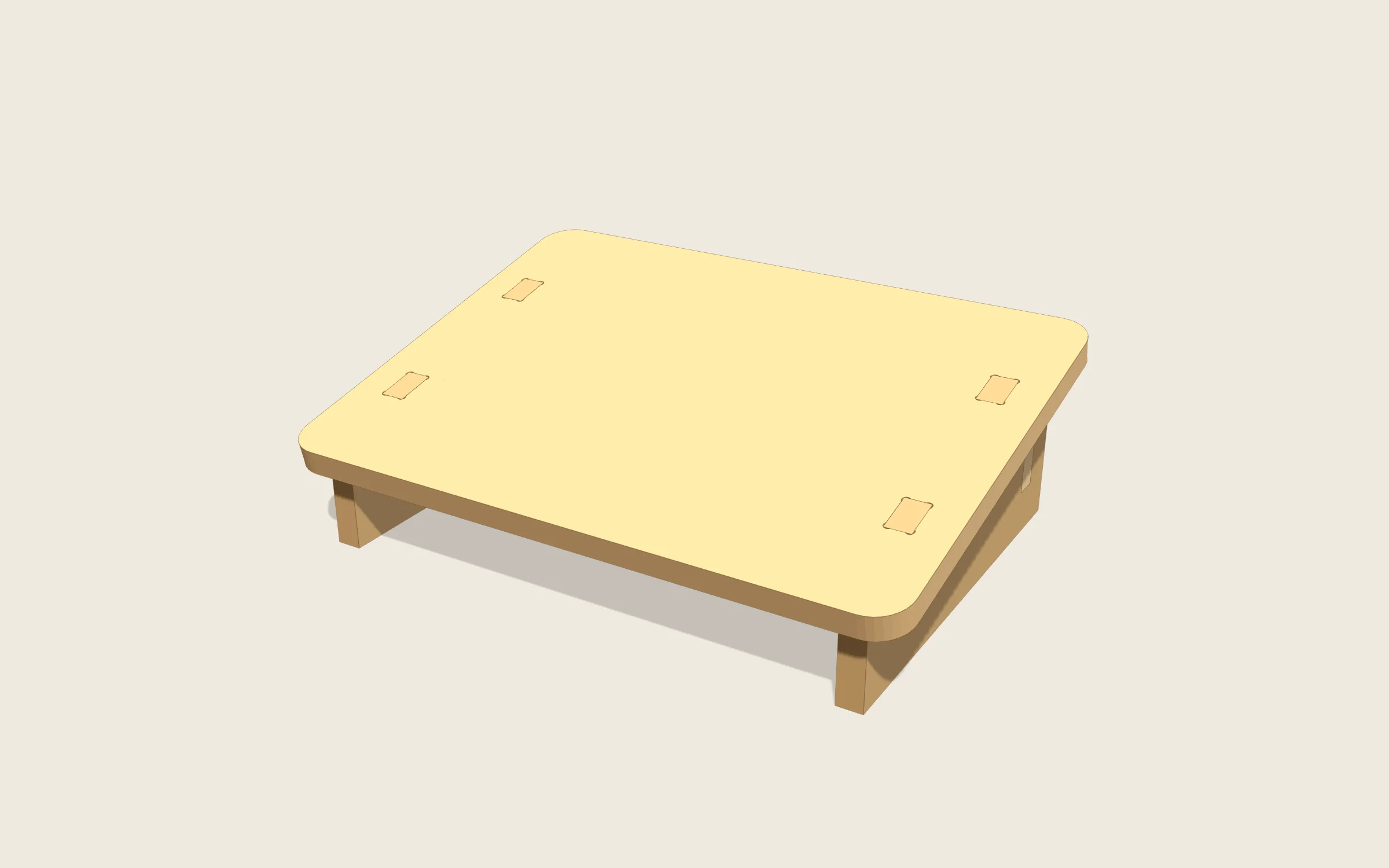Reposapiés de oficina en 3D: 450 × 330 mm · 110 mm de alto en el centro · inclinado 12° (de 75,7 a 144,3 mm)
