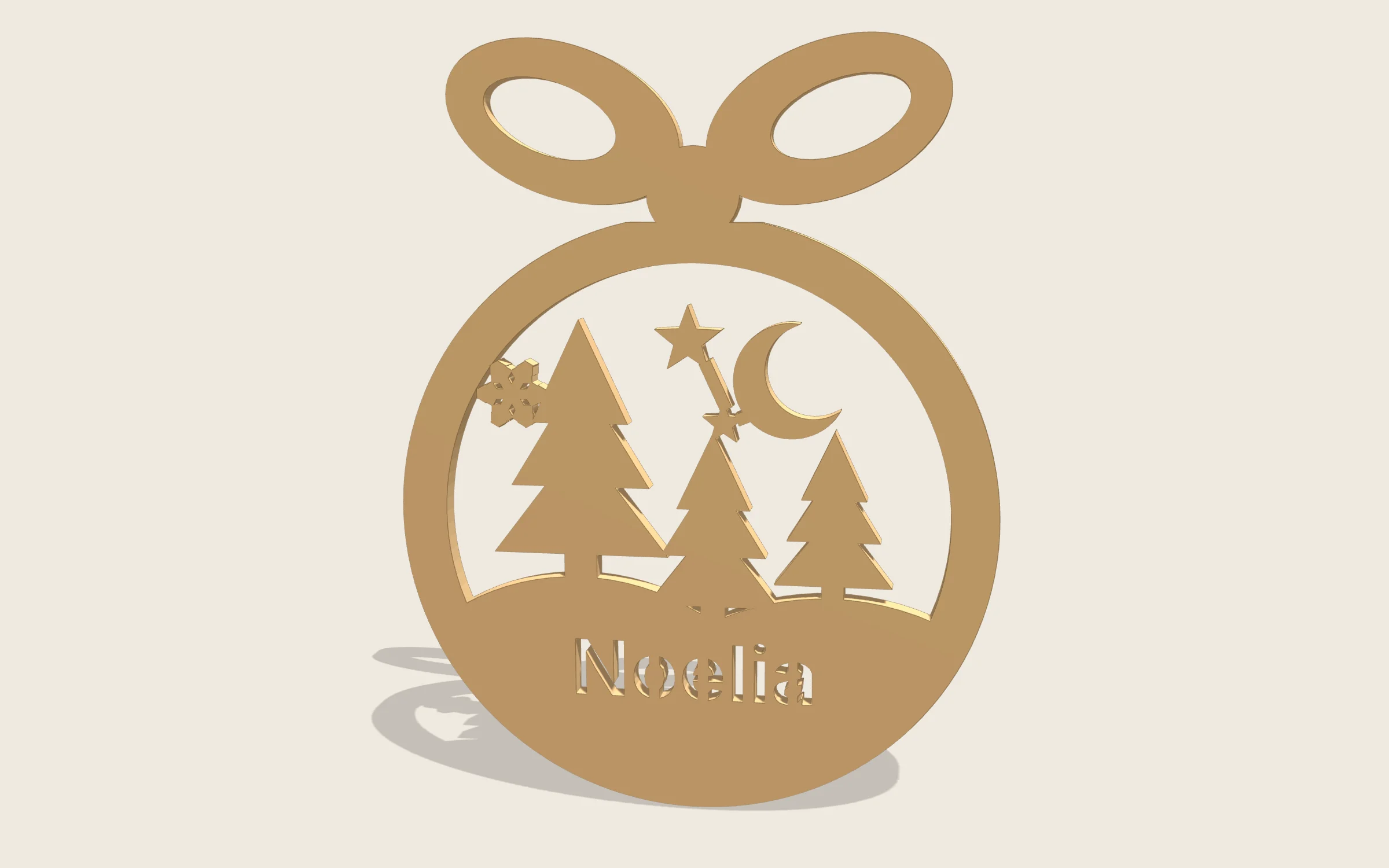 Bola de Navidad con nombre en 3D: 3 bolas de Ø 80 mm en tres capas (aro, nombre y fondo) · para colgar