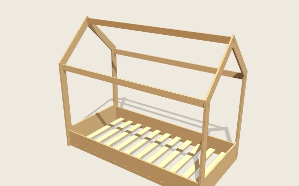 Cama casita Montessori en 3D