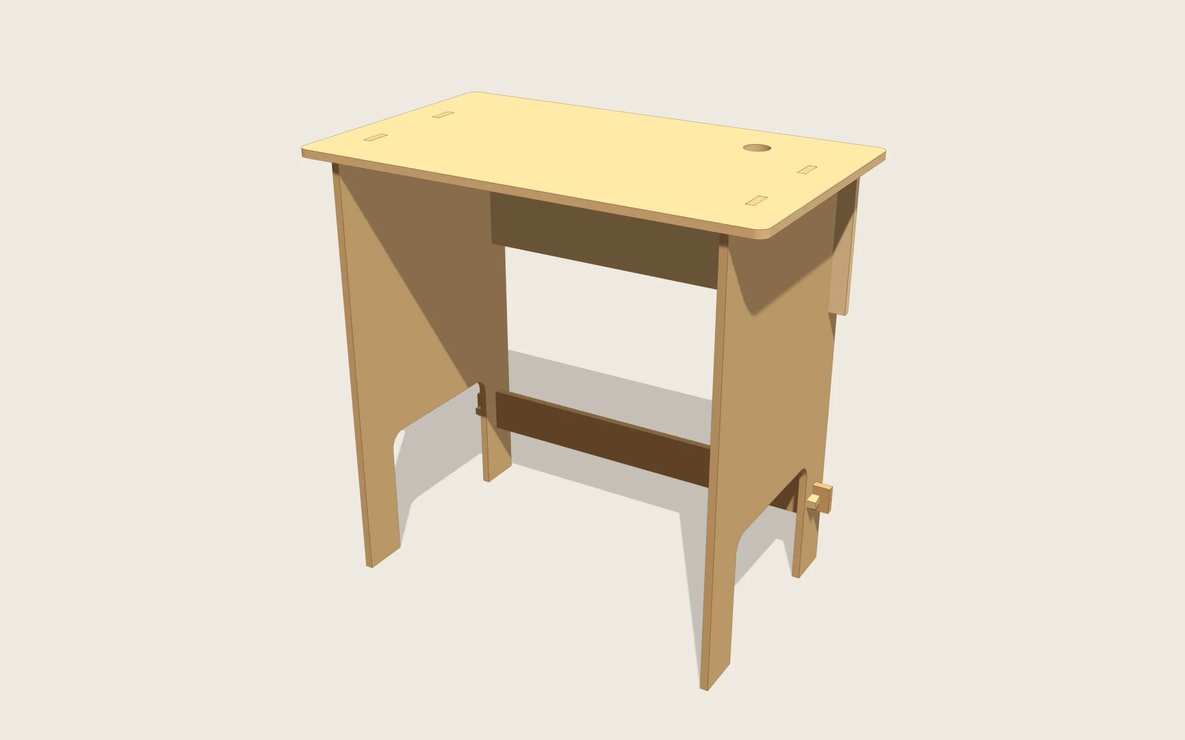Escritorio de pie en 3D: 1100 × 650 × 1050 mm · para trabajar de pie · 904 mm libres entre laterales