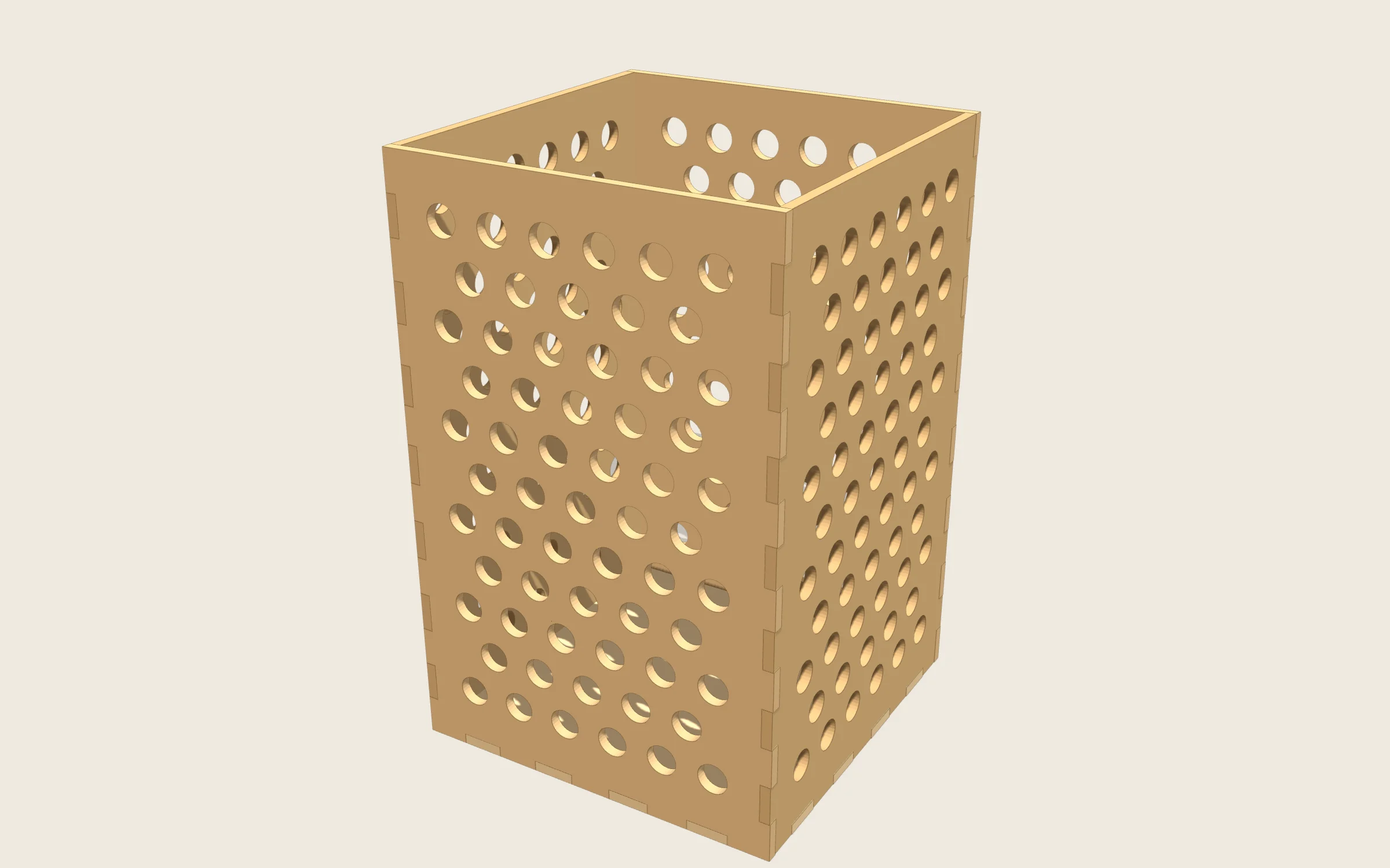 Farol calado en 3D: 110 × 110 × 170 mm · 244 calados de 9 mm