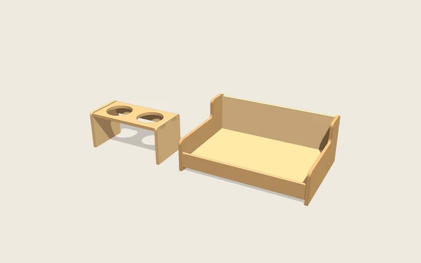 Comedero y cama para mascotas en 3D