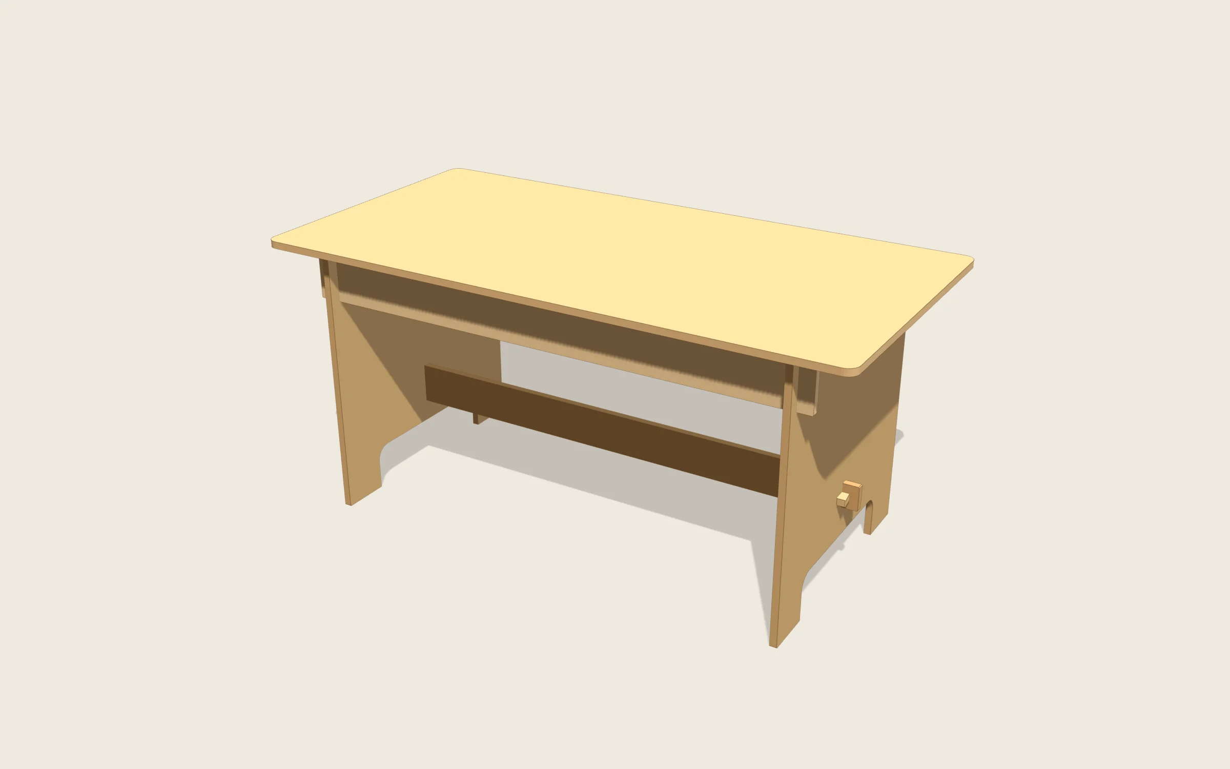 Mesa en 3D: 1600 × 800 × 750 mm · 1264 mm libres entre patas