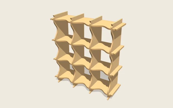 Estantería ondulada en 3D