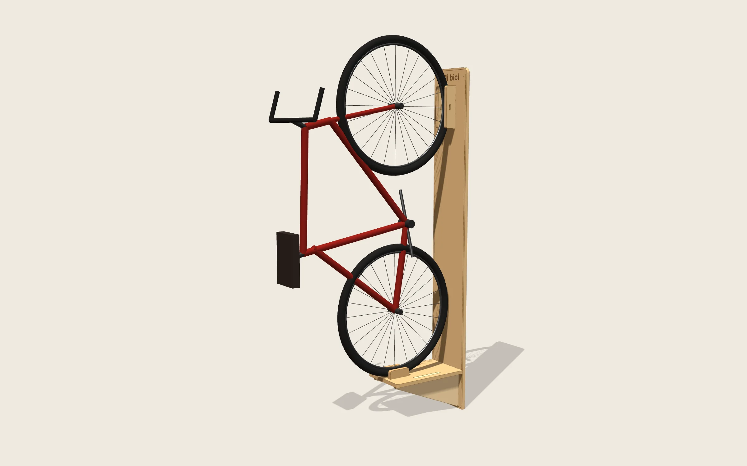 Soporte de bici de pared en 3D: 1 soporte de 260 × 1818 mm para rueda de 700 mm y neumático de 40 mm