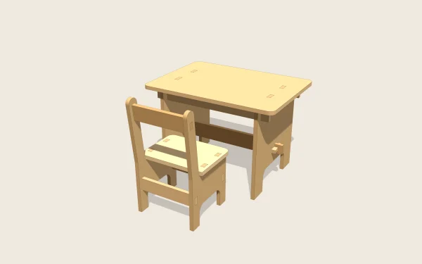 Mesa y silla infantil en 3D
